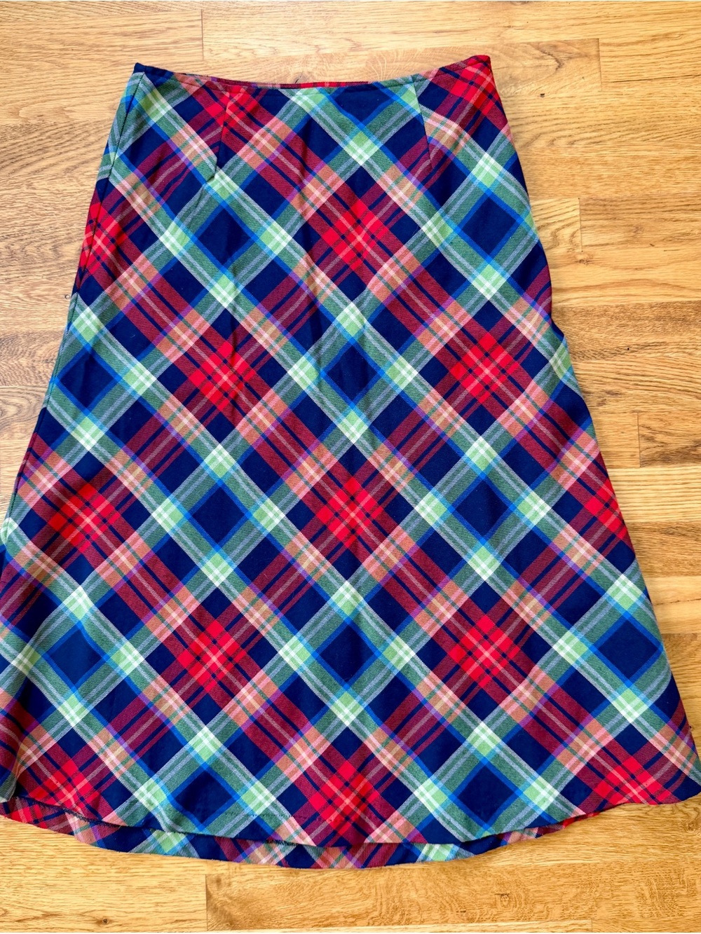 Southern Lady Plaid A-Line Skirt in Red, Blue, and Green